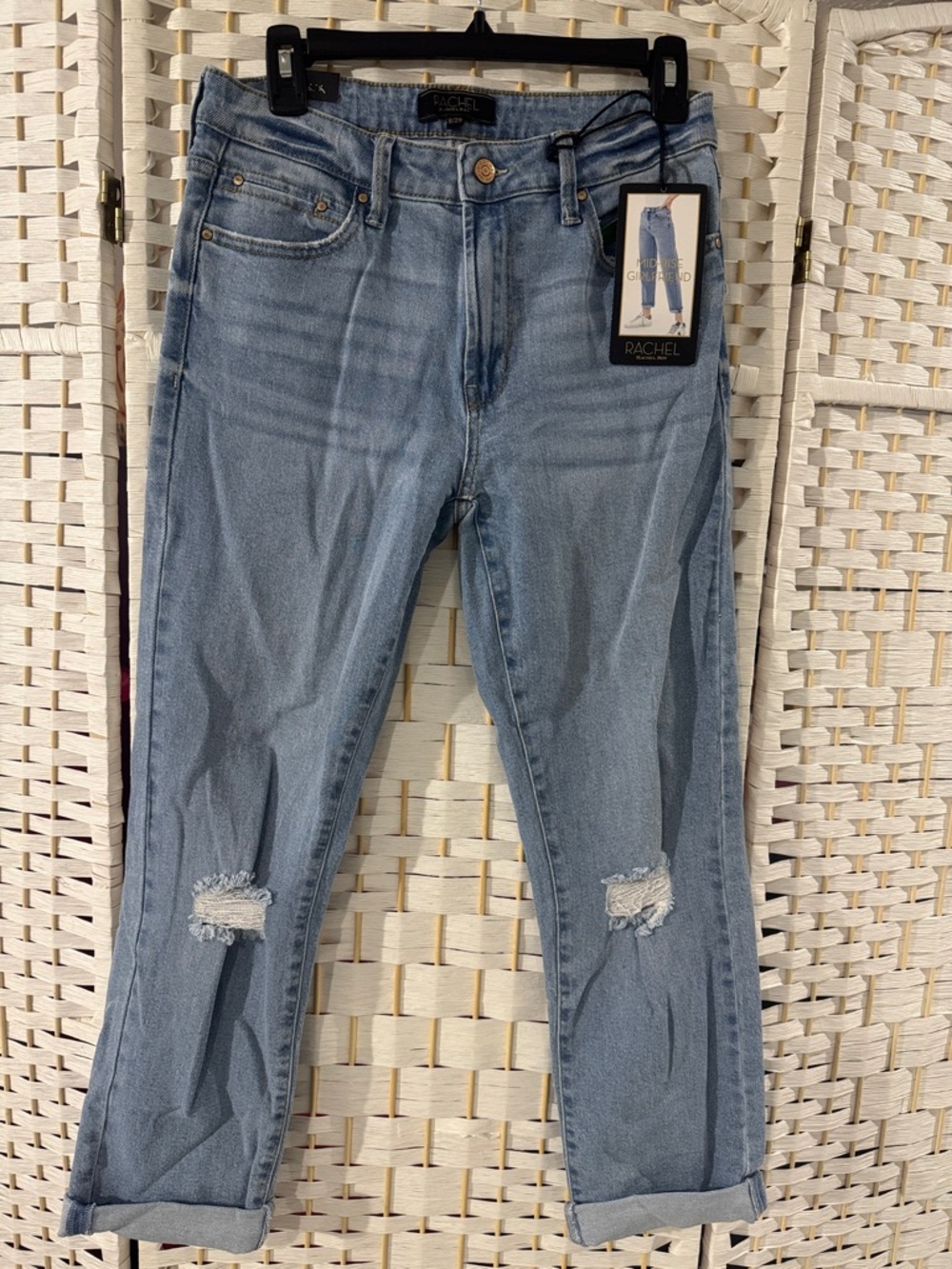 Rachel Roy Light Blue Boyfriend Jeans with Knee Distress